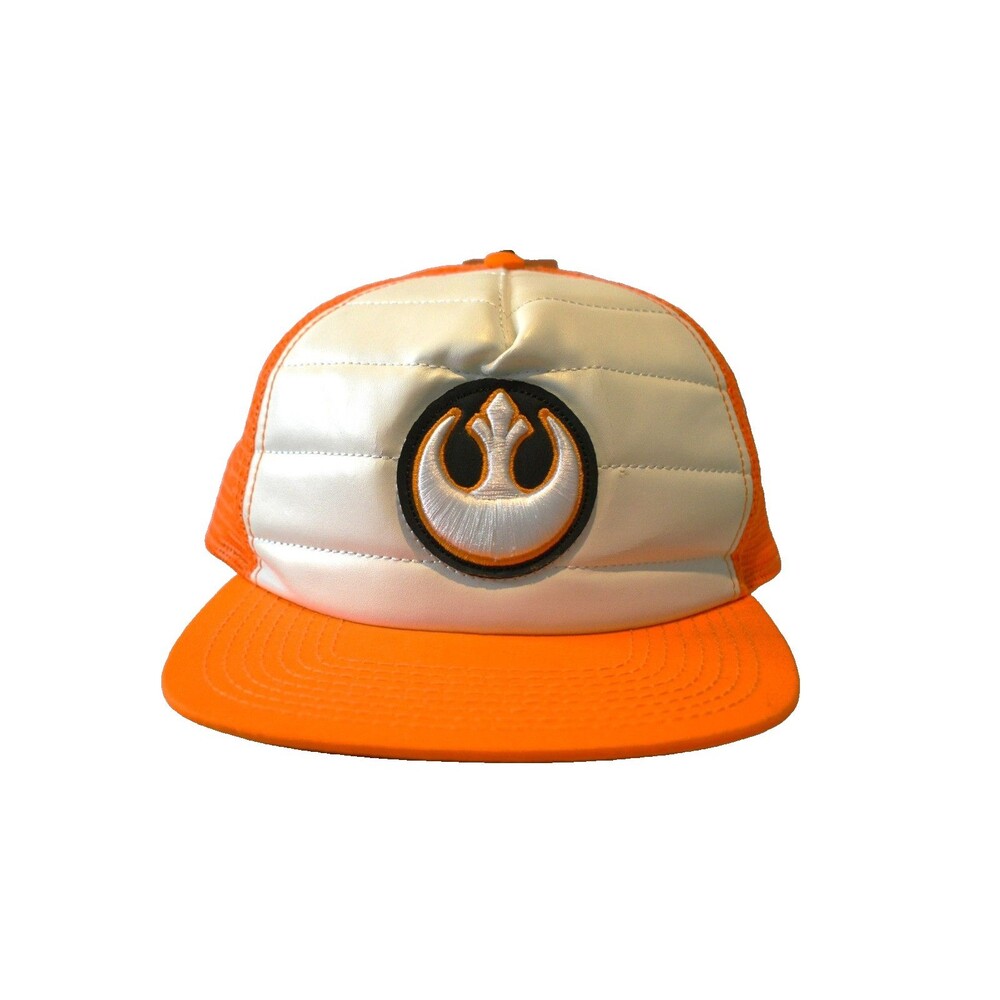 Star Wars Rebel Alliance Ivory Leather with Orange brim & Mesh Trucker Hat HTF